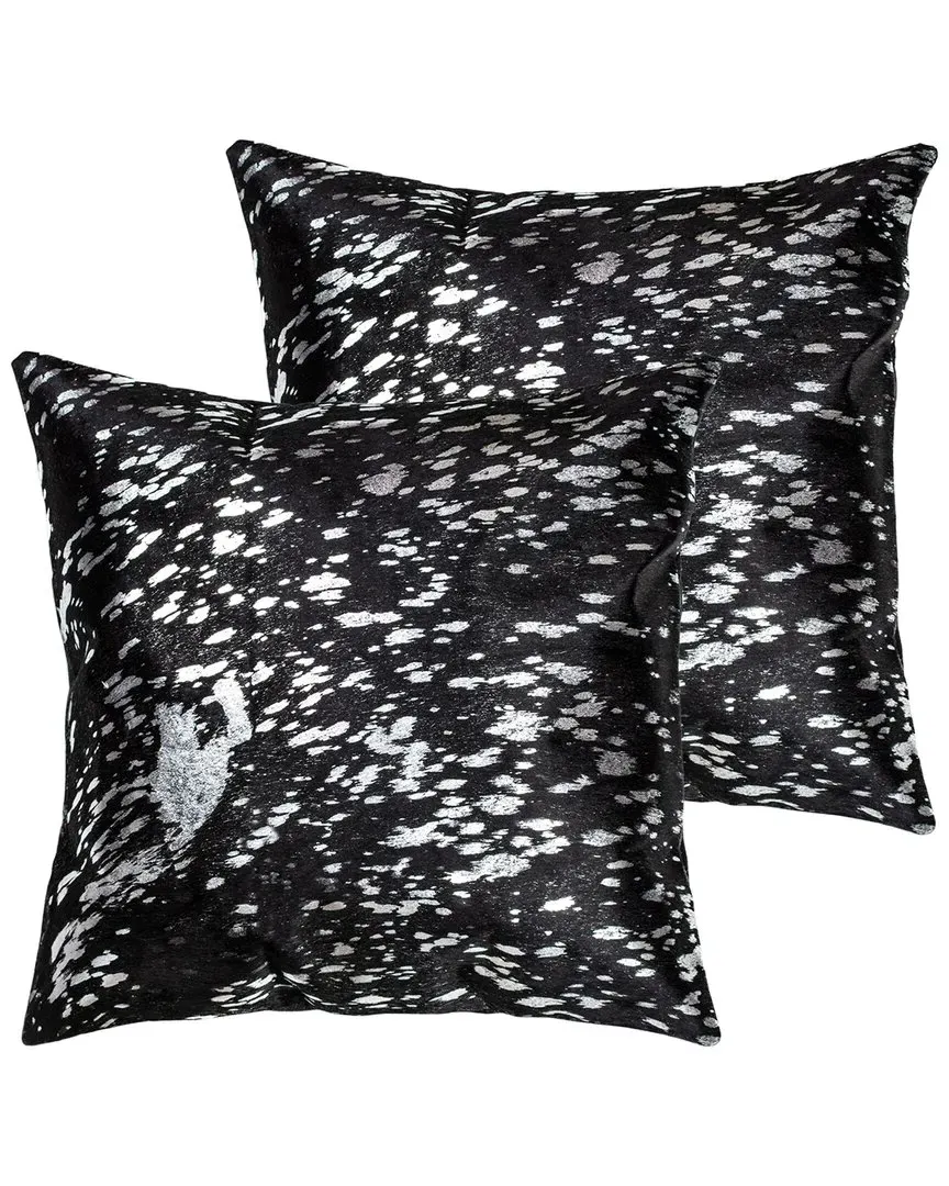 Torino Scotland Cowhide Pillow Set - Black image