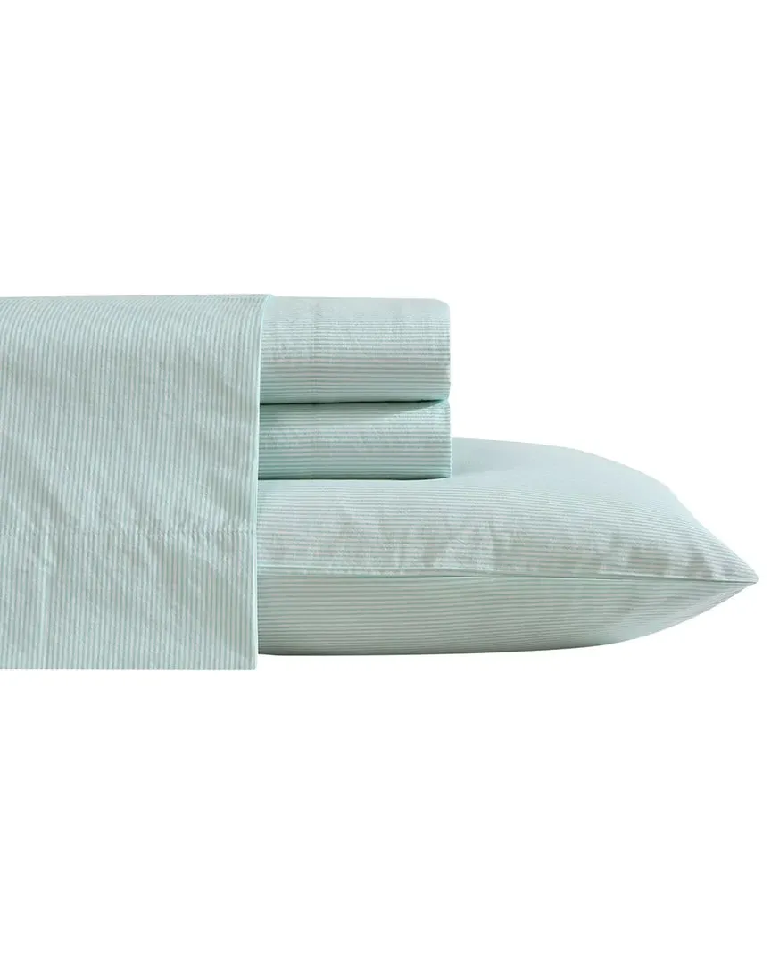 200tc Penny Pinstripe Cotton Percale Sheet Set - White image