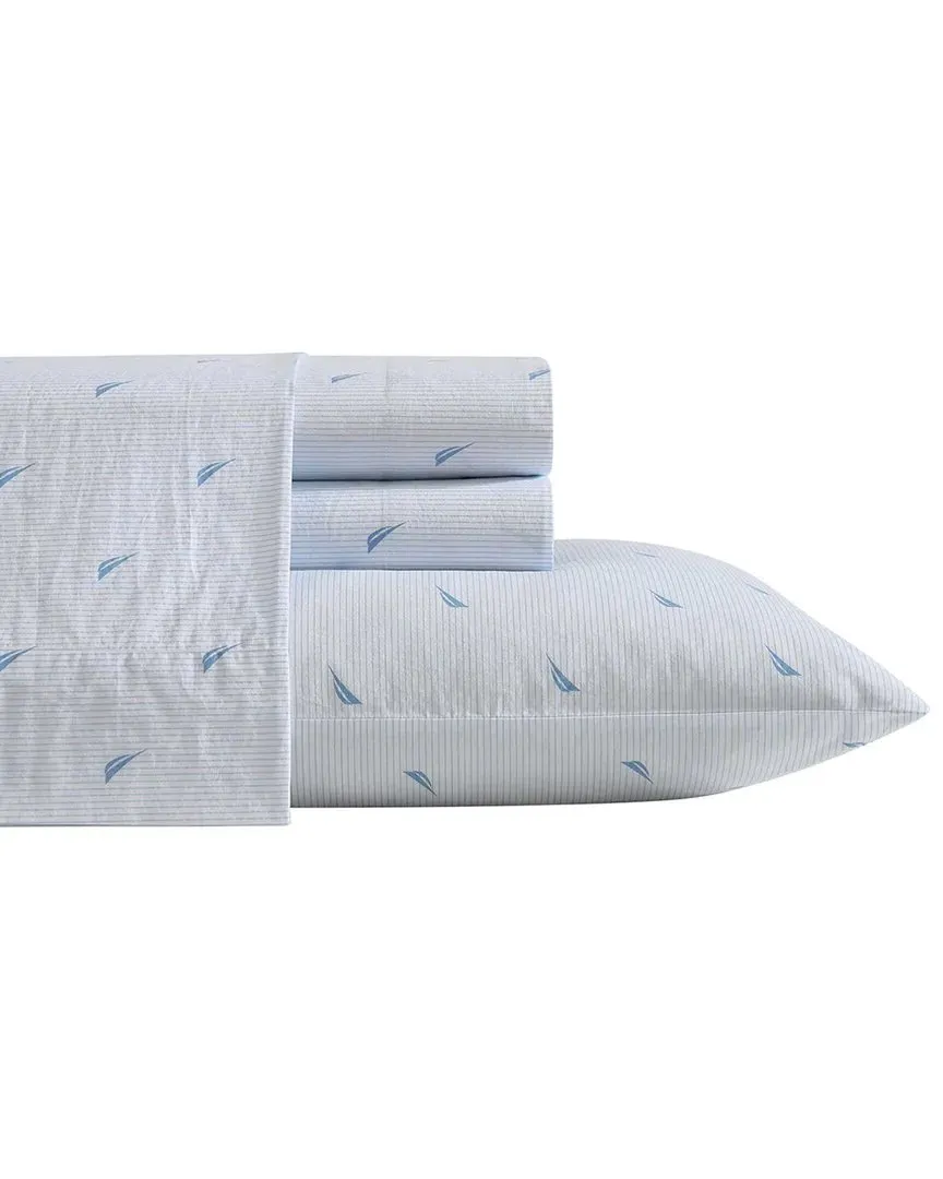200tc Washed Percale Sheet Set - Blue, Cotton image