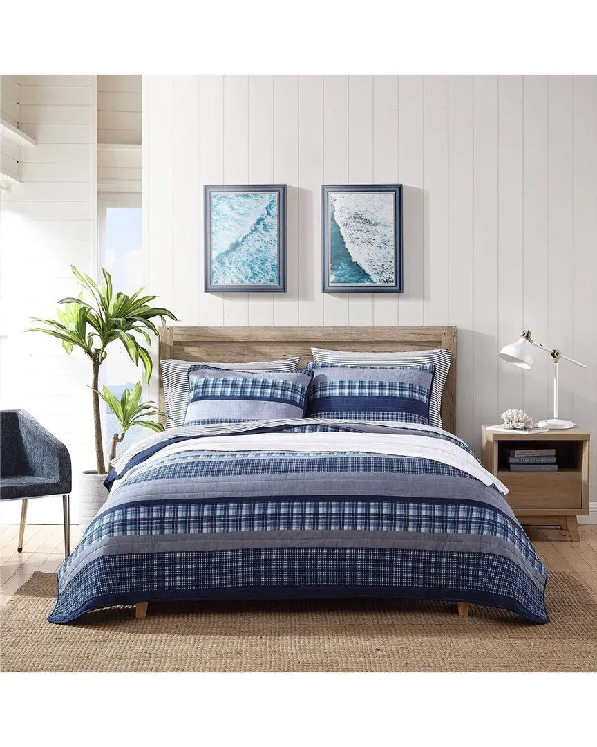 Addison Full Queen Reversible Quilt Set - Blue, Cotton image