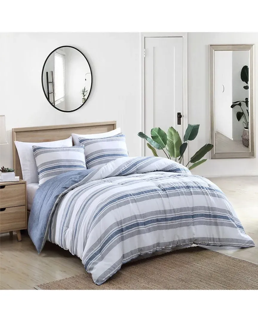 Bay Shore 3Pc Comforter Set - Navy, Cotton