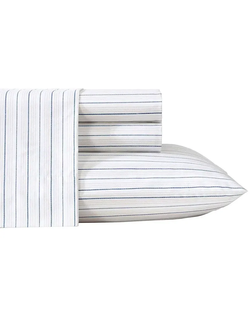 Beaux Stripe Cotton Percale Sheet Set - Navy image