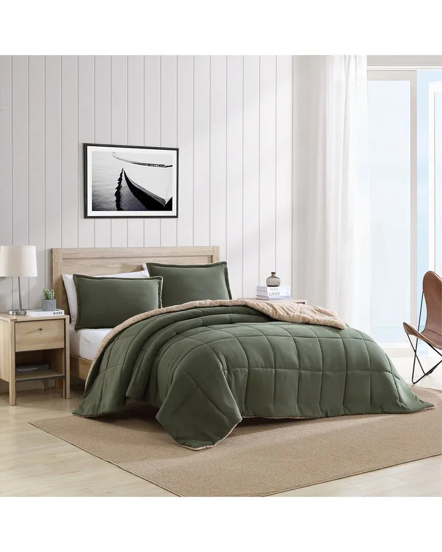 Beckett King Comforter Set - Green, Microsuede