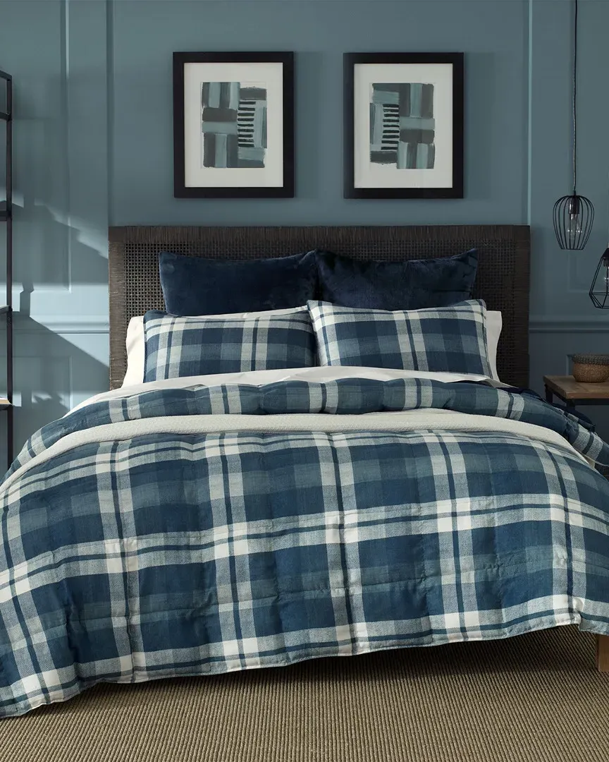 Crossview Plaid Comforter Set - Navy, Cotton image