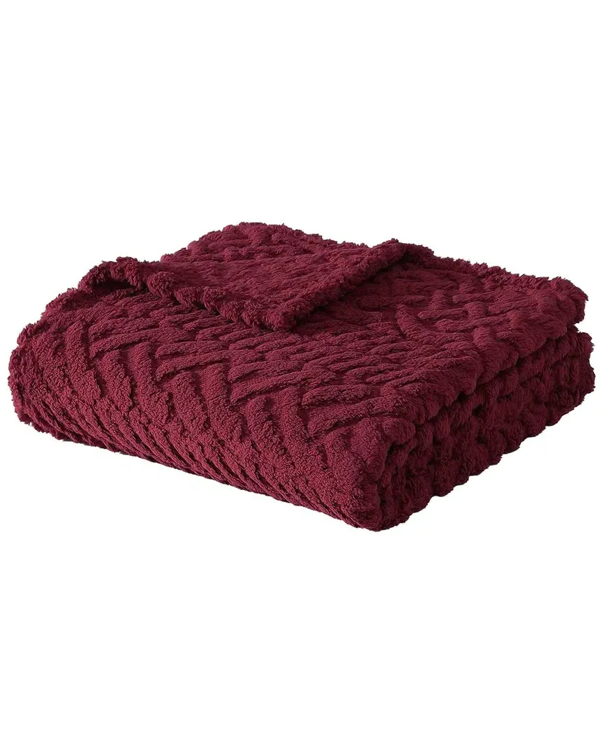 Declan Sherpa Reversible Throw Blanket - Maroon