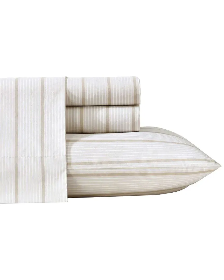 Merrick Stripe Cotton Percale Sheet Set - Beige