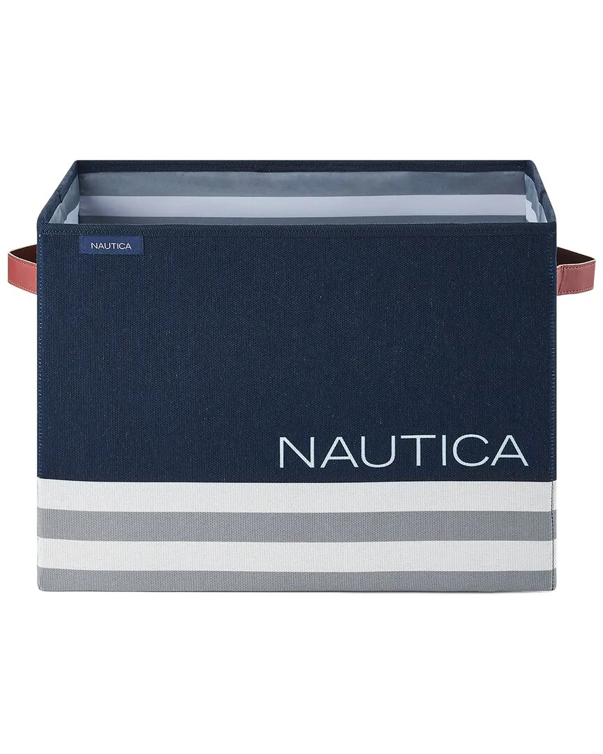 Rectangle Storage Bin with Handles - Navy Stripe, Polyester