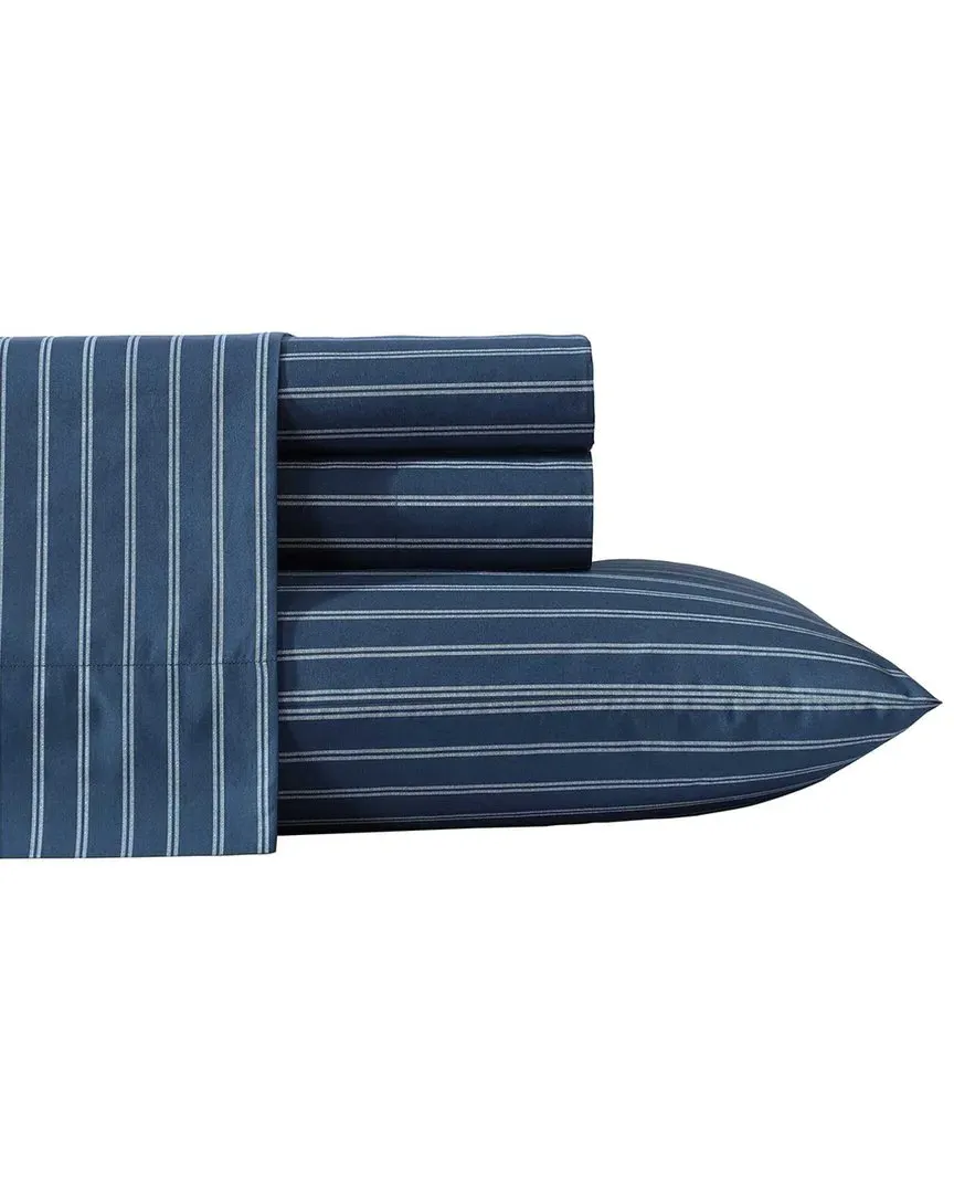 Richmond Stripe Cotton Percale Sheet Set - Blue