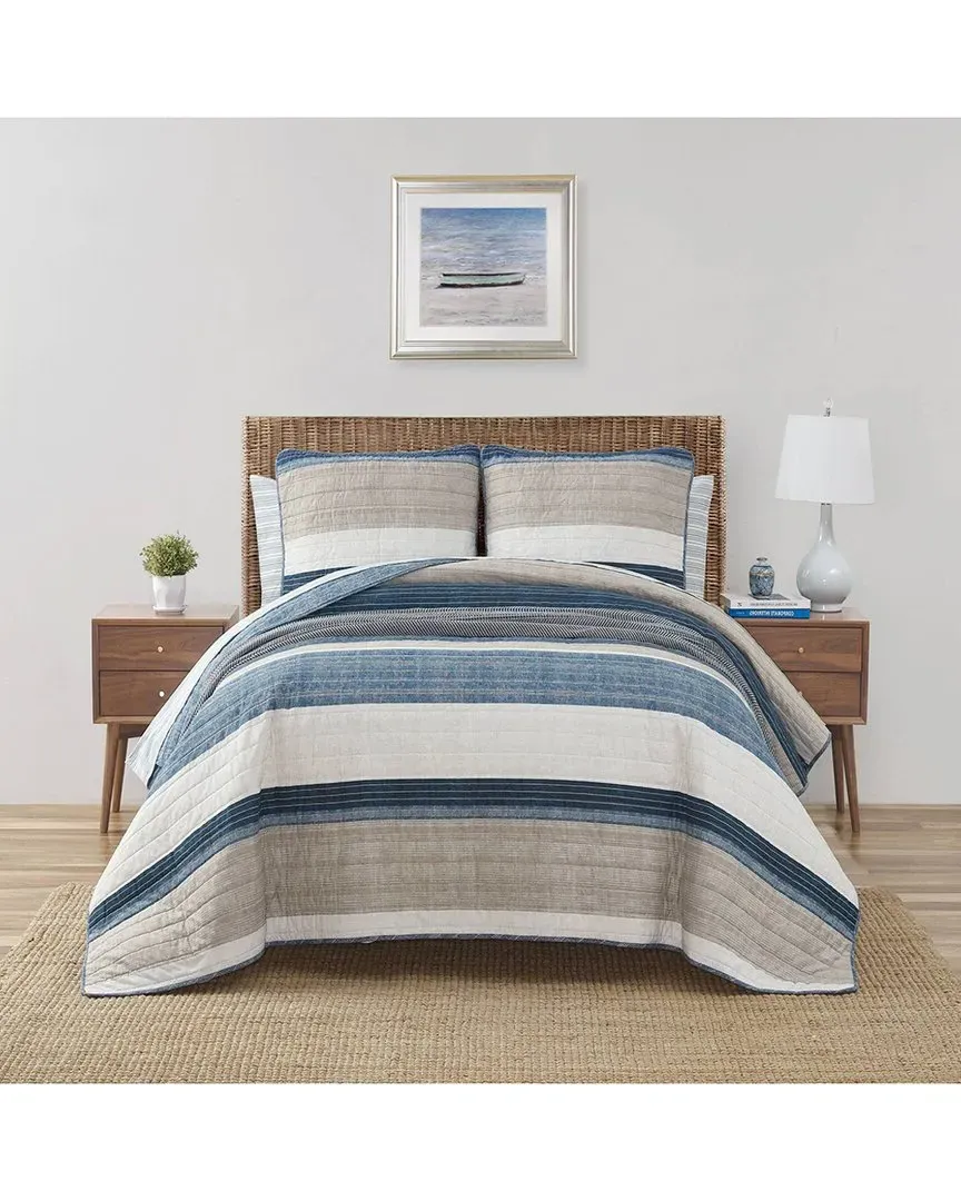 Ridgeport Reversible Quilt Set - Blue, Cotton