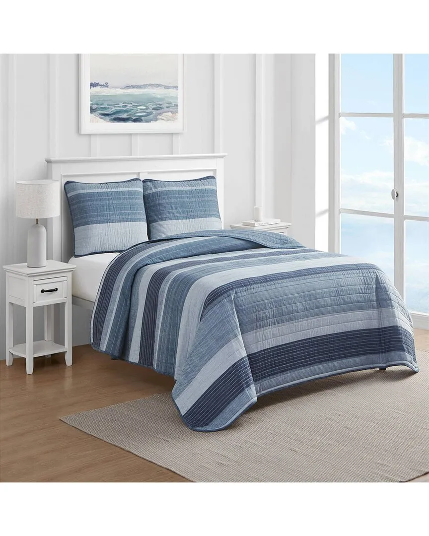 Ridgeport Reversible Quilt Set - Blue, Cotton image