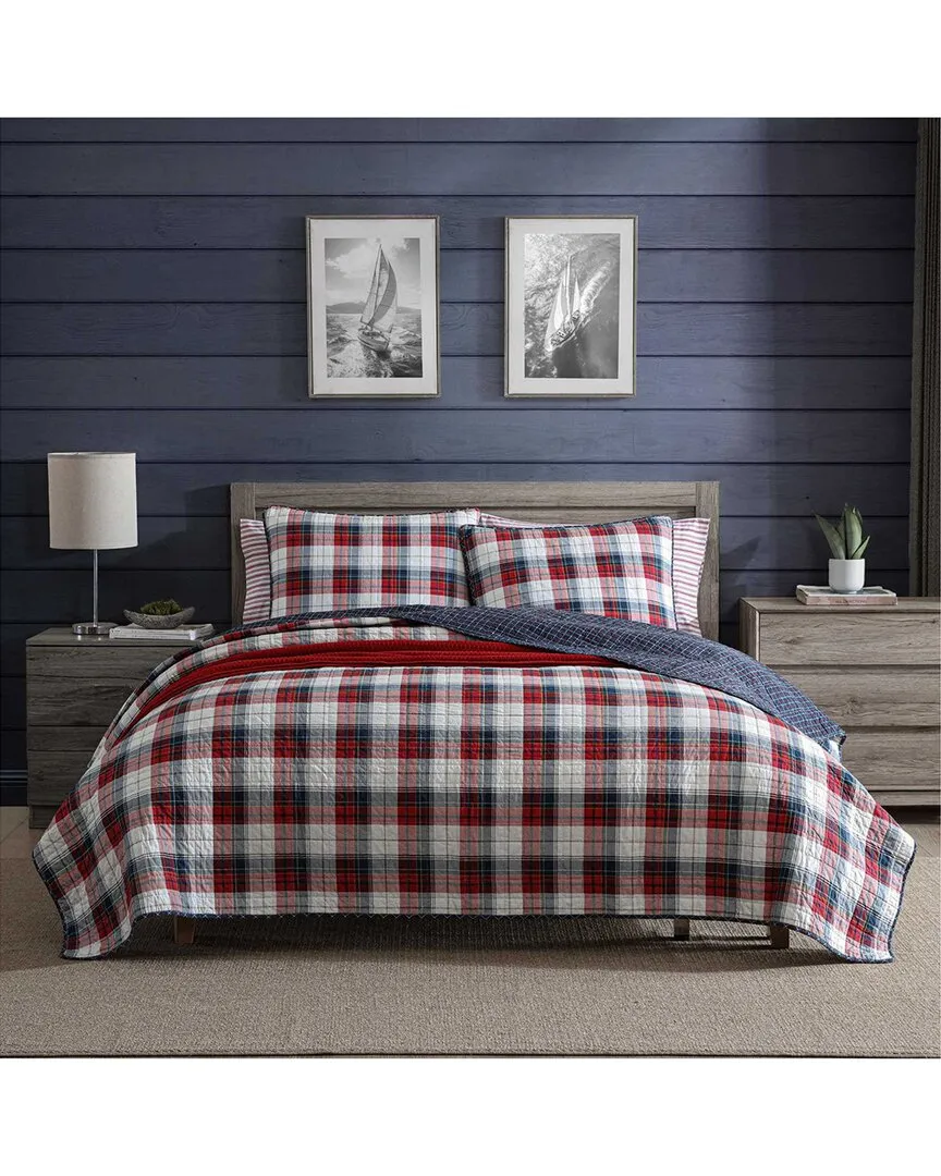 Rosedale Reversible Cotton Quilt Set - Red