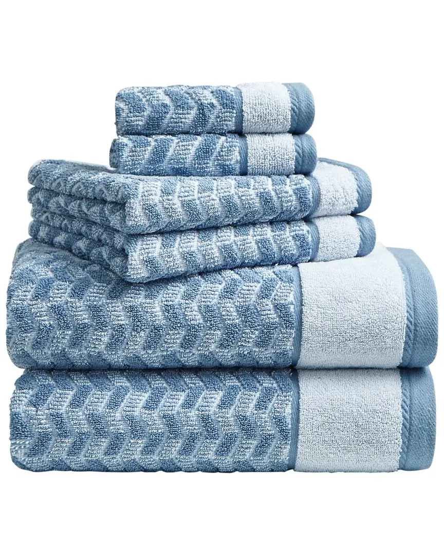 Zane Chevron Cotton 6-Piece Towel Set - Blue image