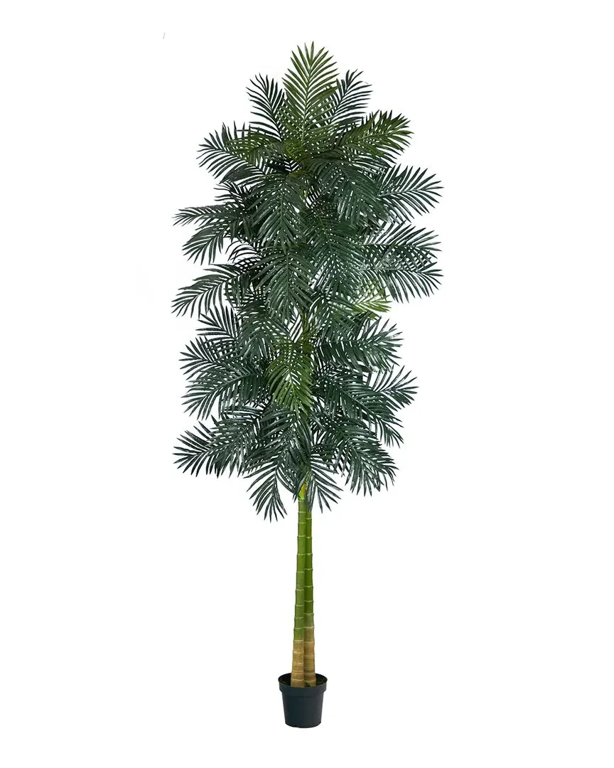 10ft Double Stalk Golden Cane Artificial Palm Tree - Green
