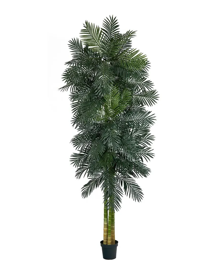10ft Triple Stalk Golden Cane Artificial Palm Tree - Green