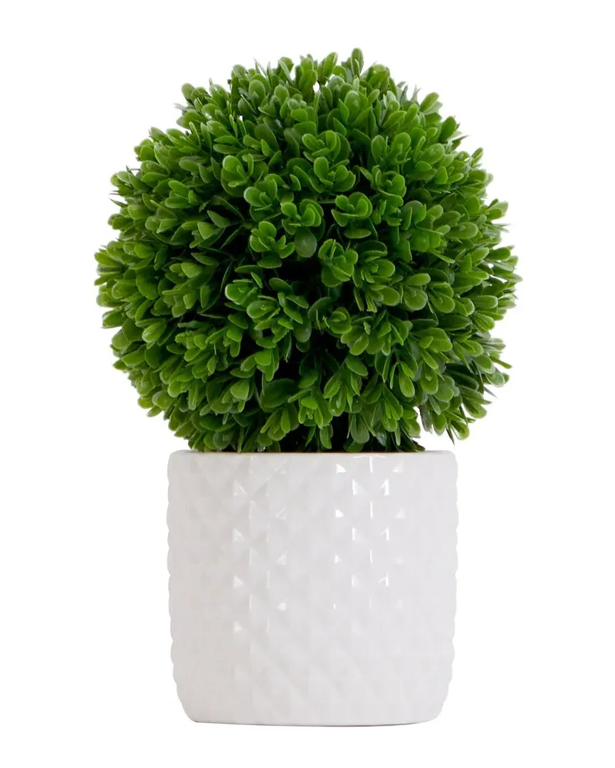 10in Artificial Boxwood Topiary Plant with Planter - Green image