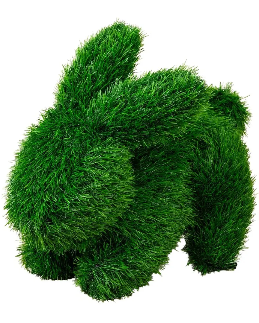 14in UV-Resistant Artificial Grass Topiary Rabbit - Green image