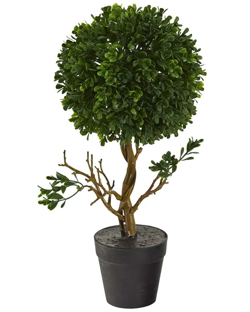 15in Boxwood Topiary Tree with Planter - Green image