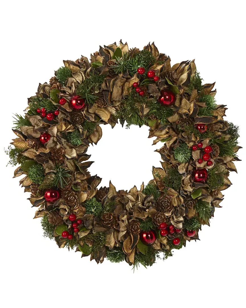 15in Holiday Artificial Wreath - Green image