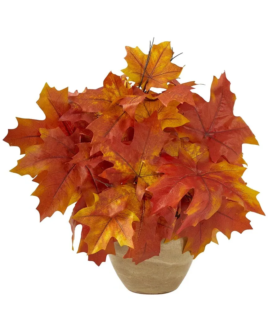 16in Autumn Maple Leaf Artificial Plant - Orange