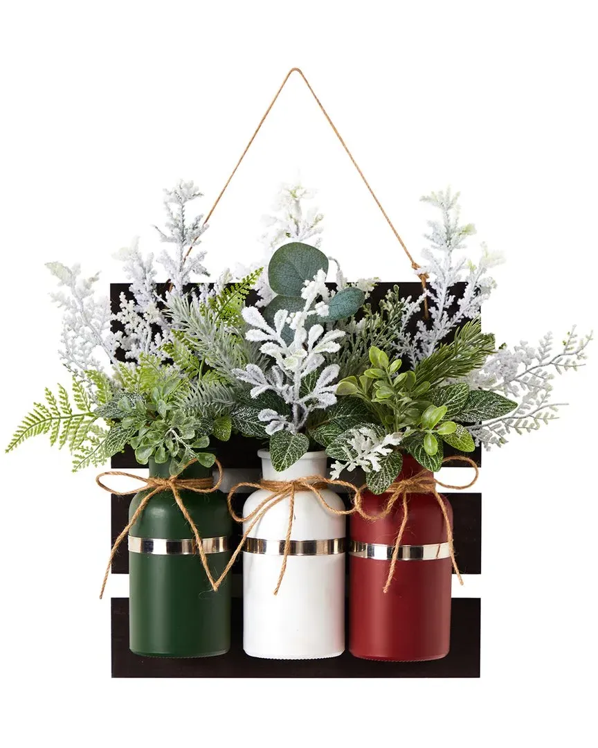 17in Holiday Wall Art Decor - Green image