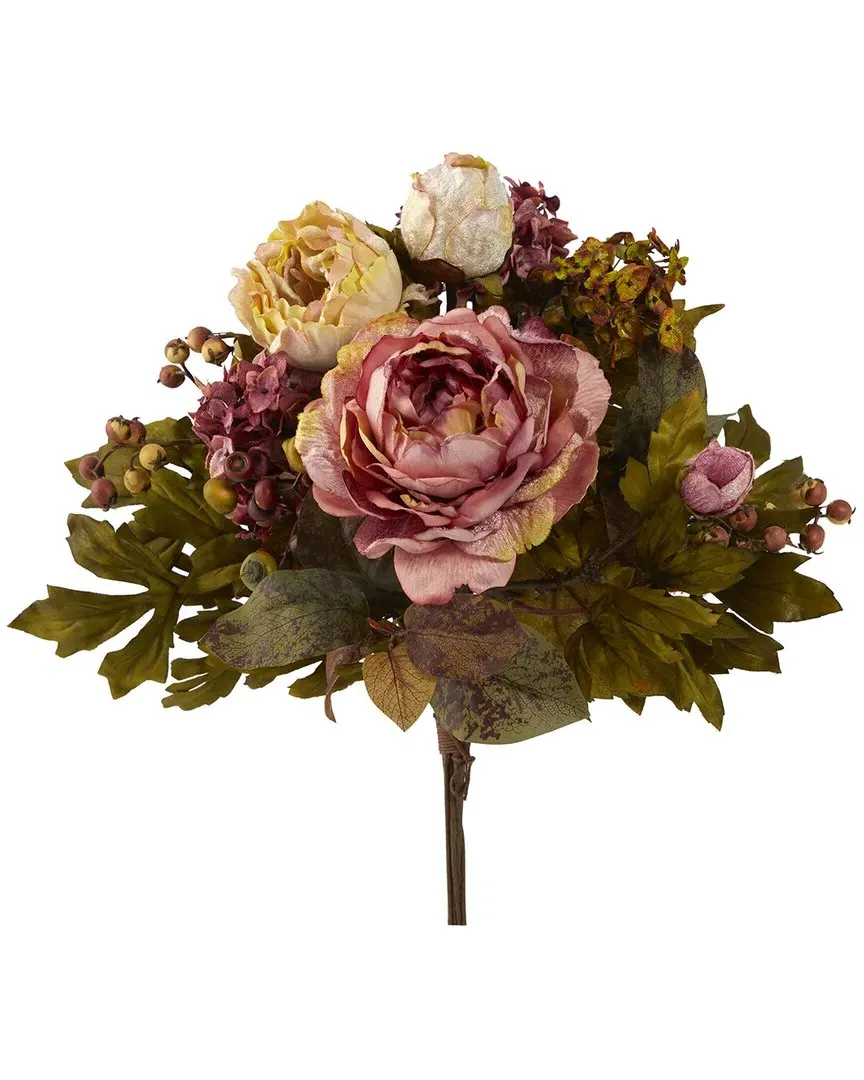 17in Peony Artificial Flower Bouquet Set of 2 - Pink image