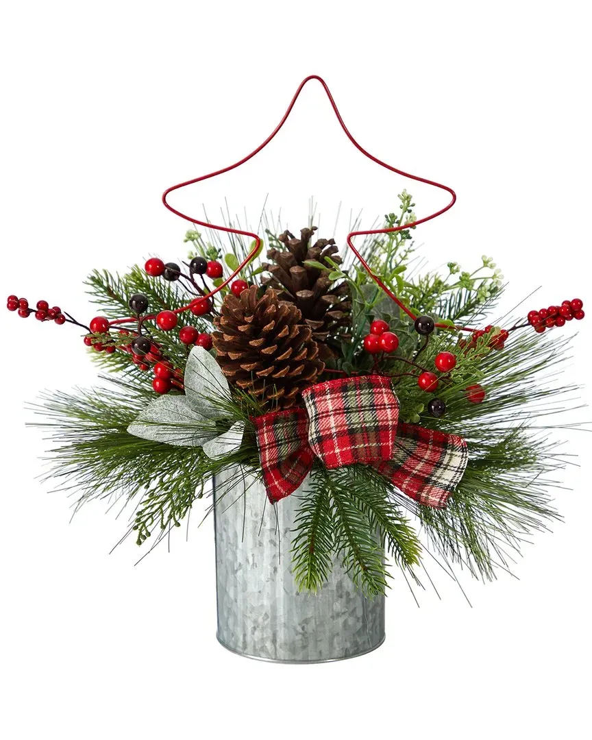 17in Pinecone And Berries Arrangement - Green image