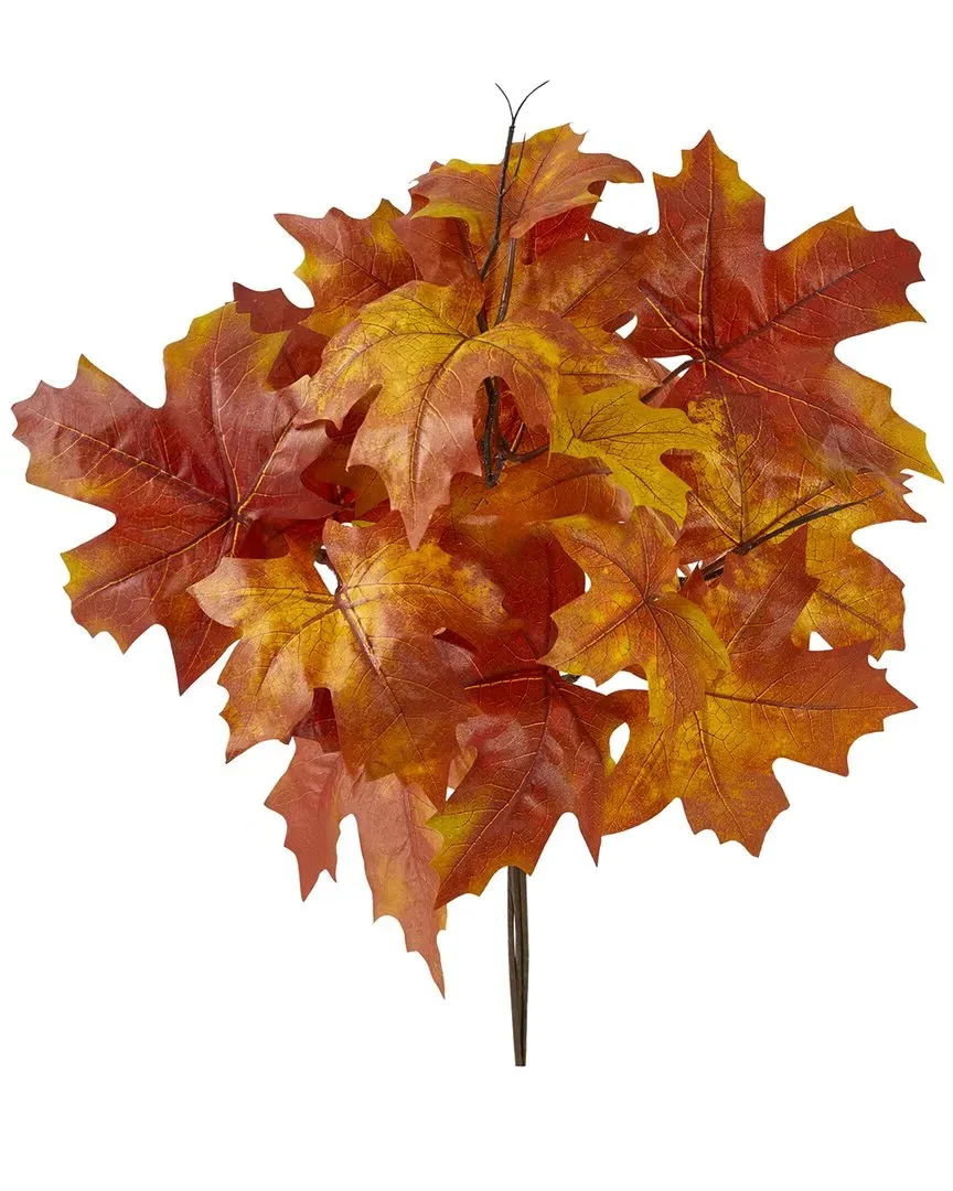 18in Autumn Maple Leaf Artificial Flowers Set of 2 - Orange