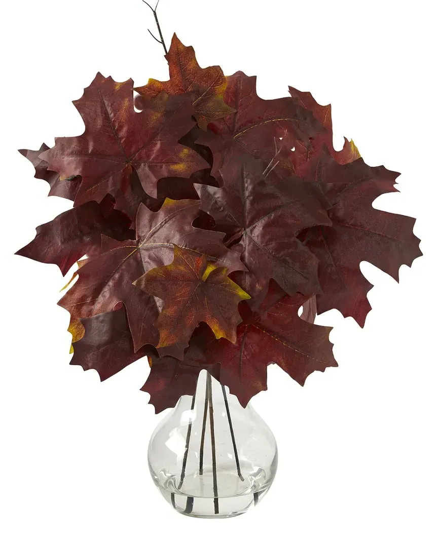 18in Autumn Maple Leaf Artificial Plant - Burgundy