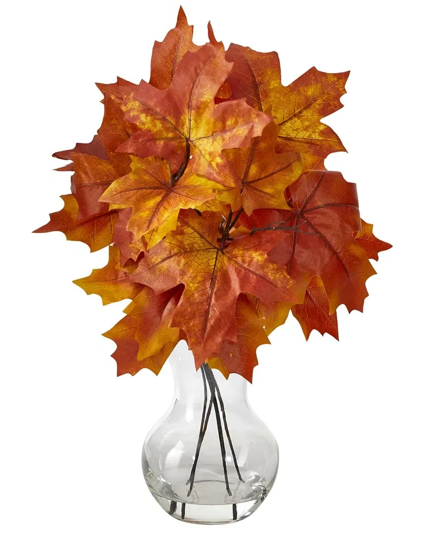 18in Autumn Maple Leaf Artificial Plant - Orange image