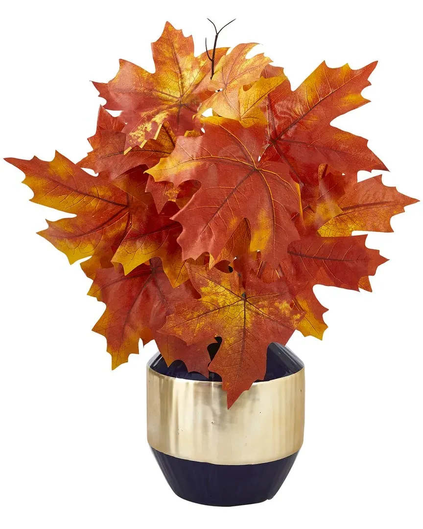 18in Autumn Maple Leaf Artificial Plant - Orange