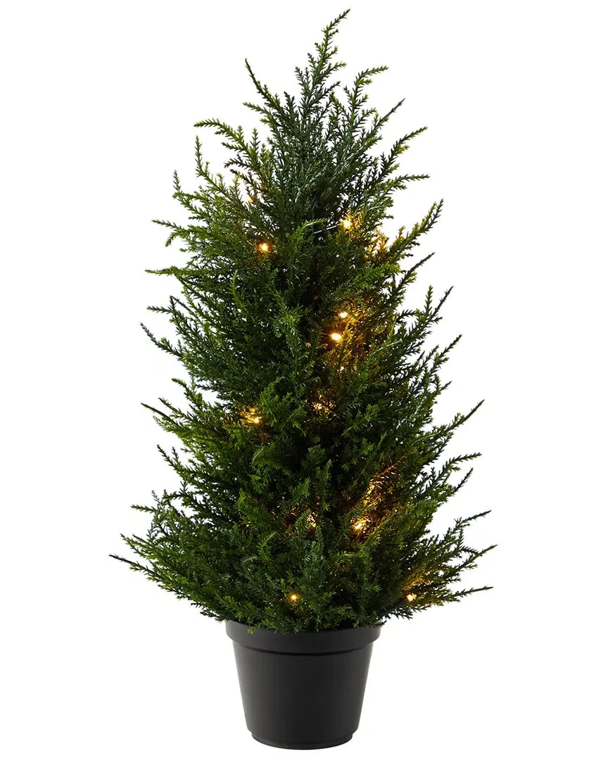 18in Cedar Artificial Tree with LED Lights - Green image