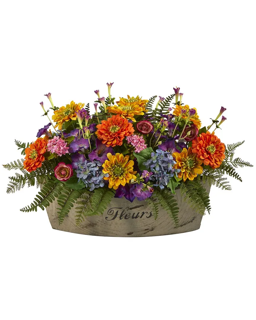18in Mixed Flowers Artificial Arrangement in Decorative Vase - Orange image
