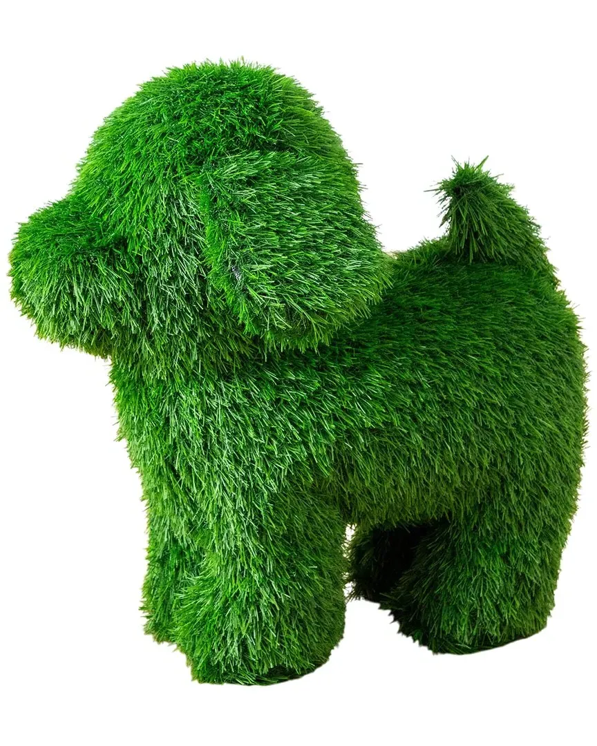 18in UV-Resistant Artificial Grass Topiary Dog - Green