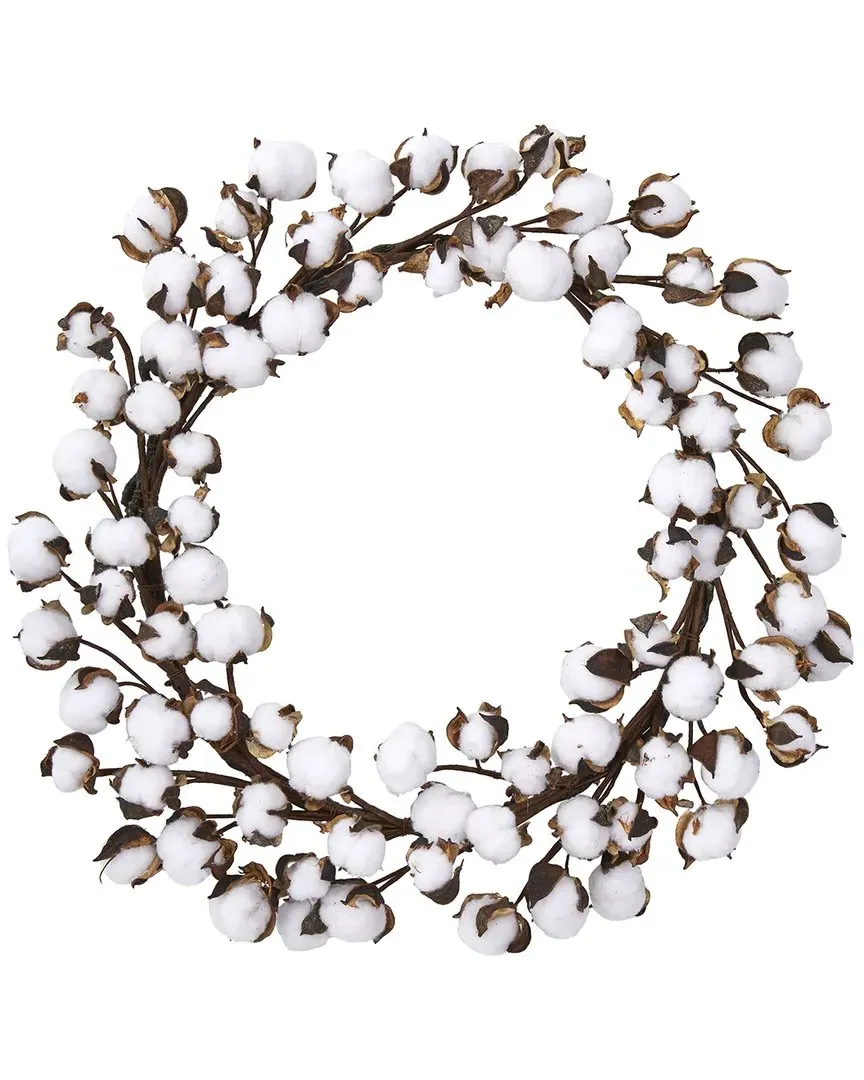 20in Cotton Ball Wreath - White