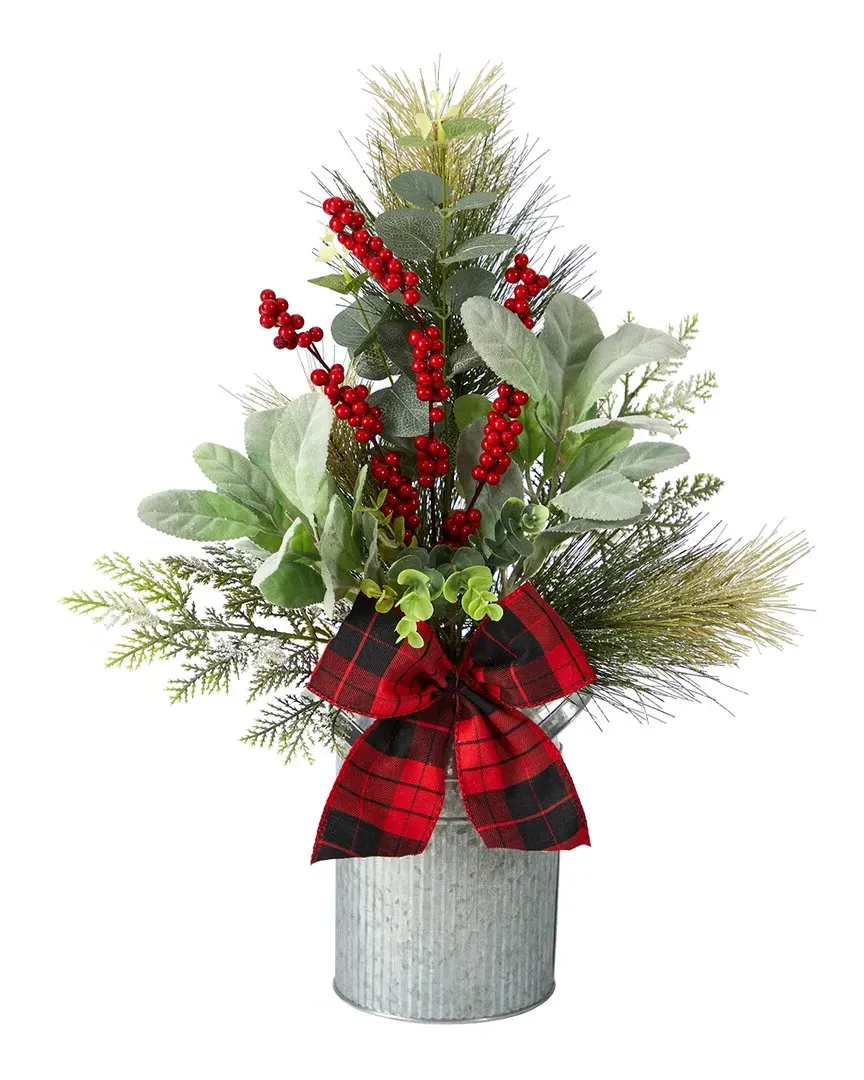 20in Holiday Winter Greenery Arrangement - Green