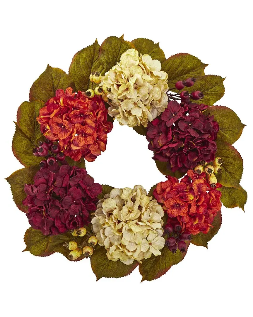 20in Hydrangea Berry Artificial Wreath - Multi
