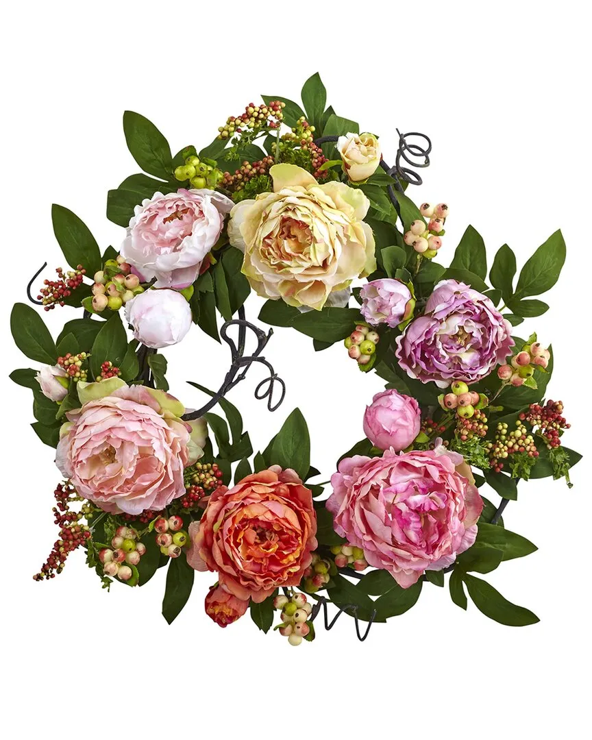 20in Mixed Peony & Berry Wreath - Multi image