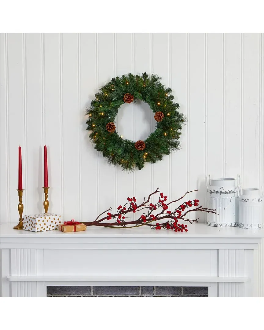 20in Pine Christmas Wreath with LED Lights - Green image