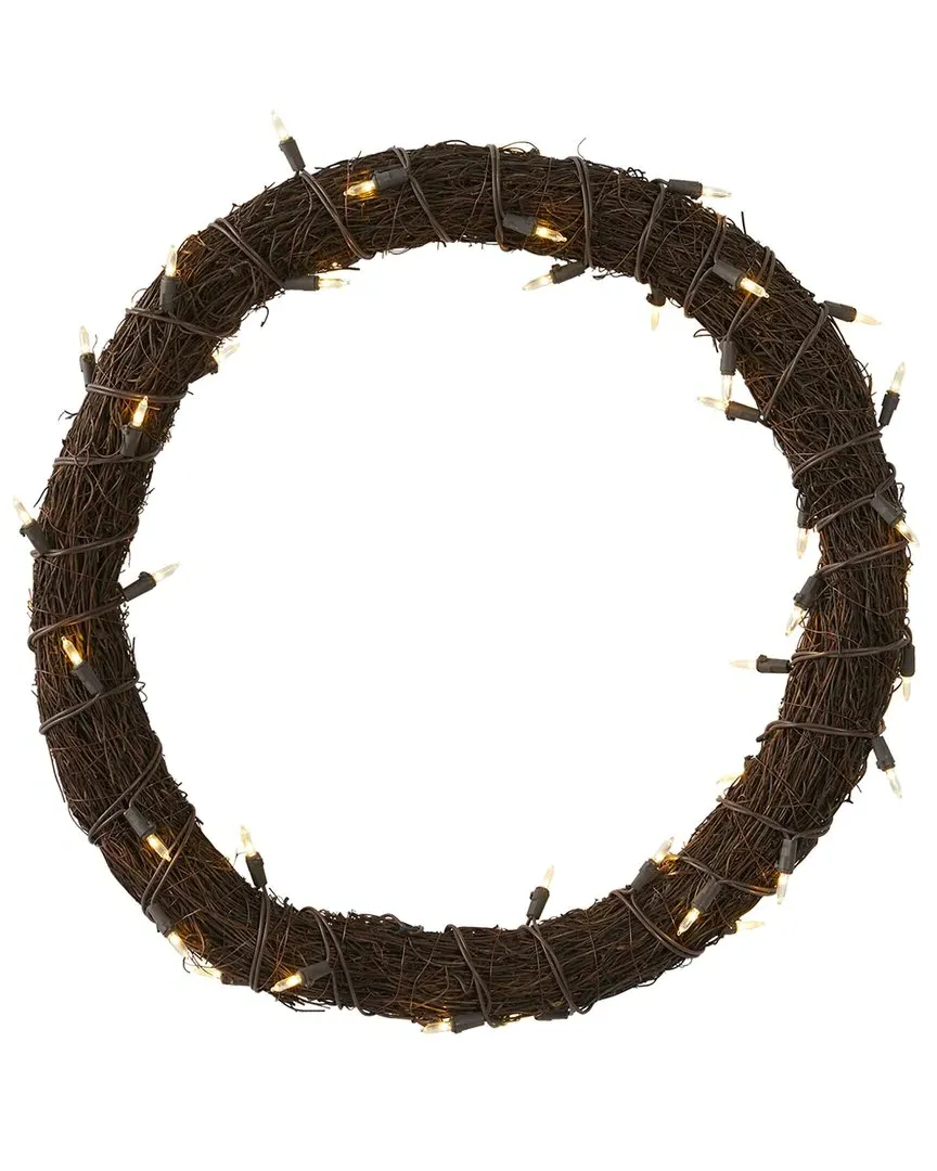 20in Vine Wreath with LED Lights - Brown