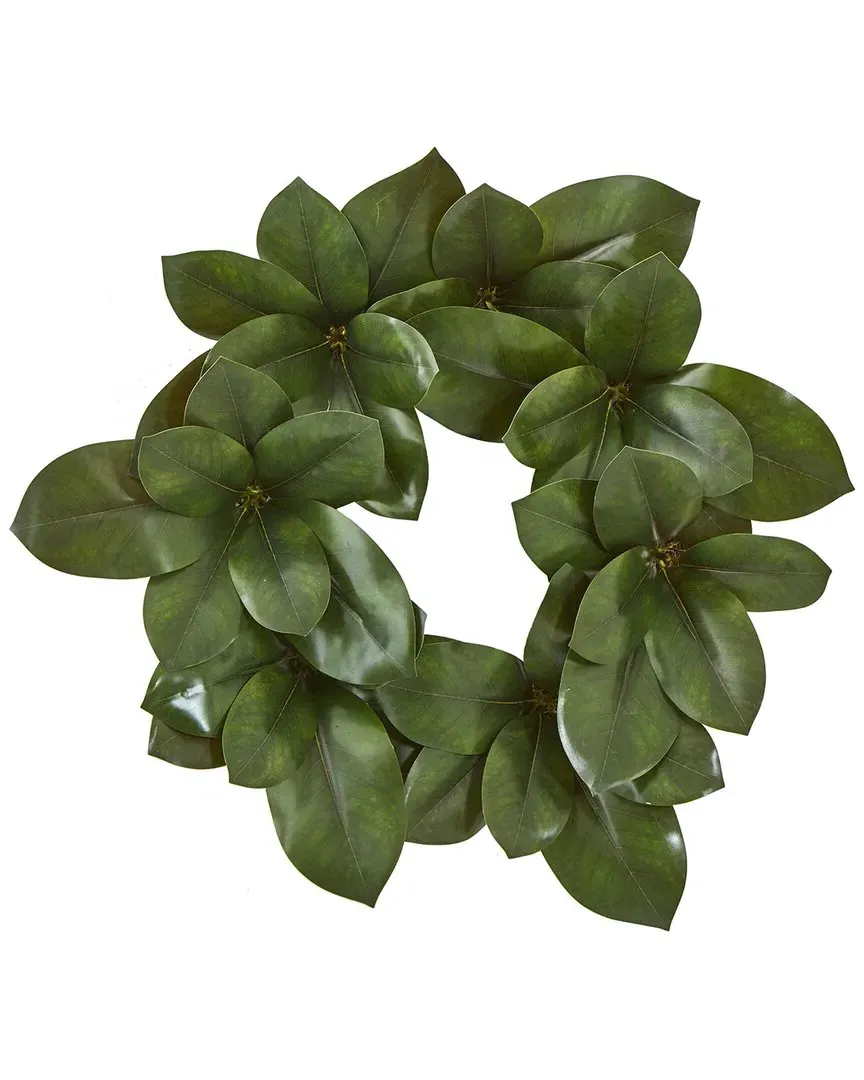 22in Magnolia Leaf Artificial Wreath - Green
