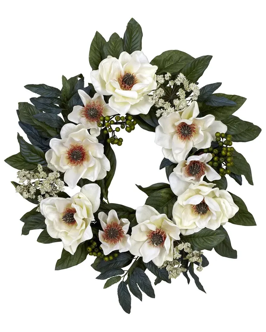 22in Magnolia Wreath - White