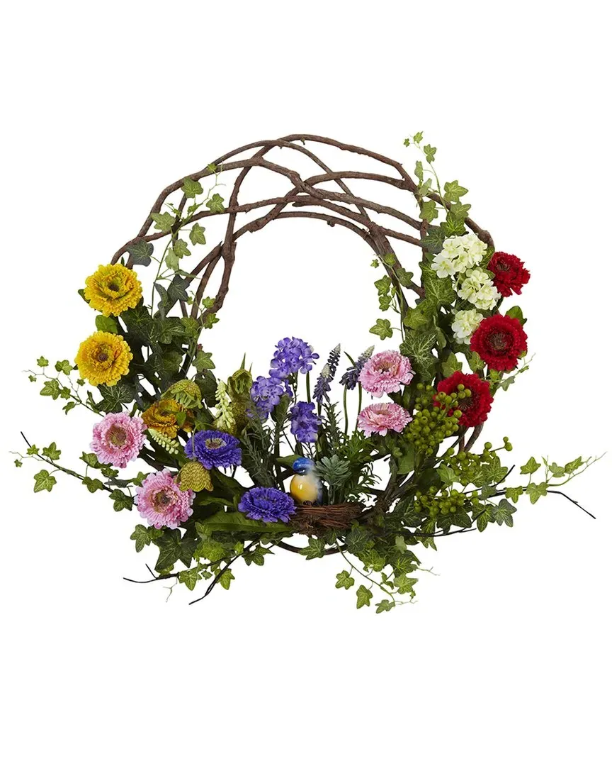 22in Spring Floral Wreath - Multicolor