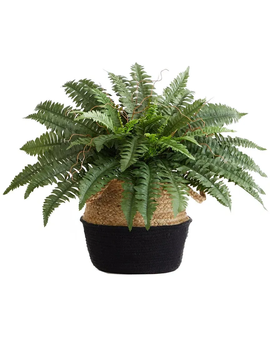 23in Artificial Boston Fern Plant with Basket DIY Kit - Green