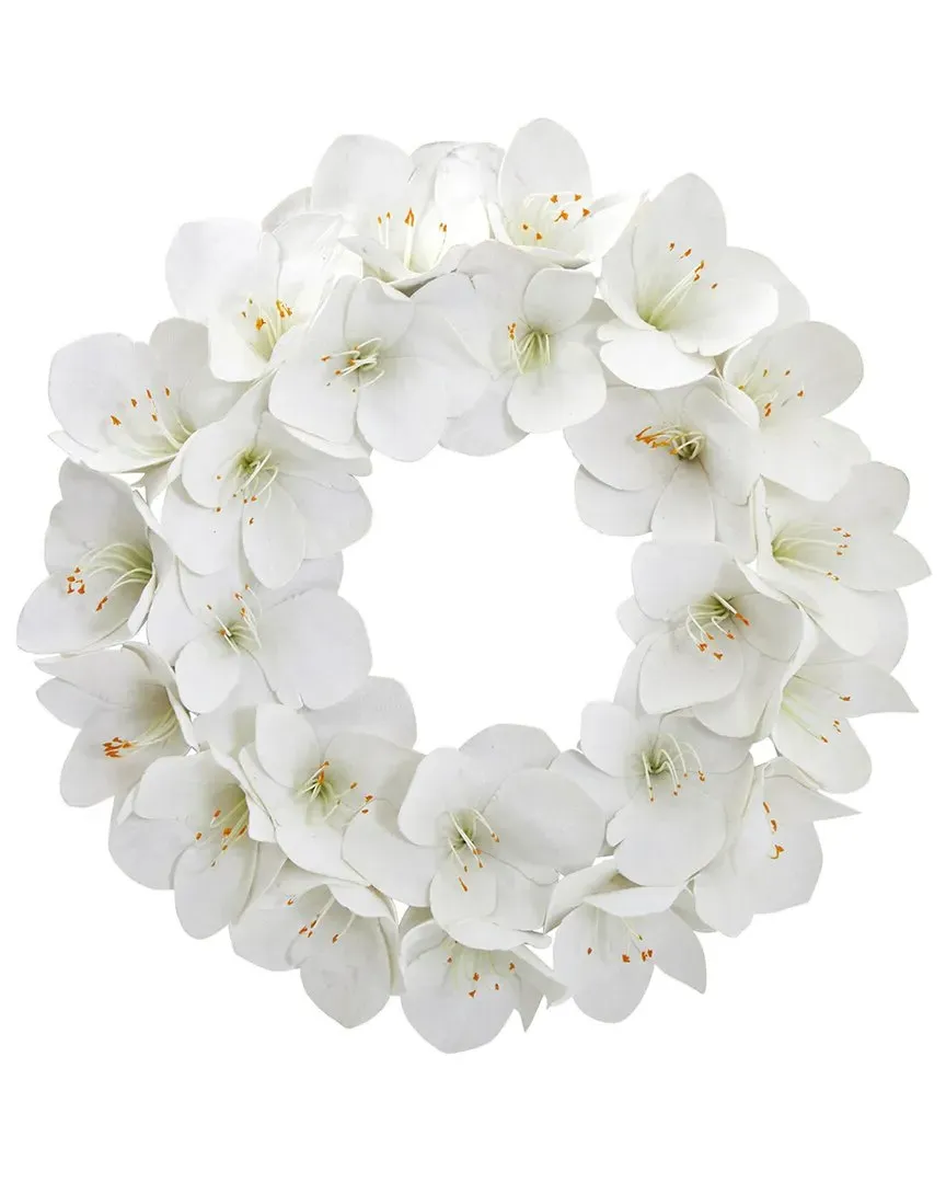 24in Amaryllis Artificial Wreath - White image
