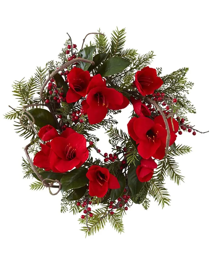 24in Amaryllis Wreath - Red