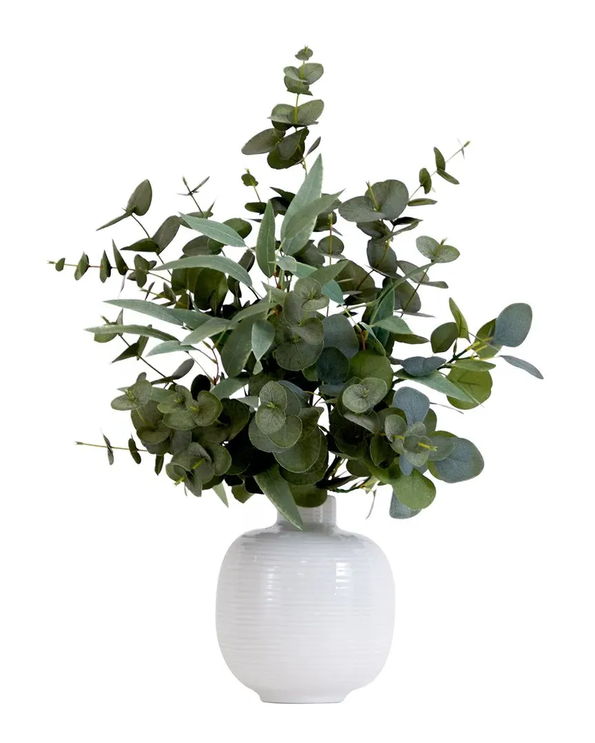24in Artificial Eucalyptus Arrangement with Ceramic Planter - Green image