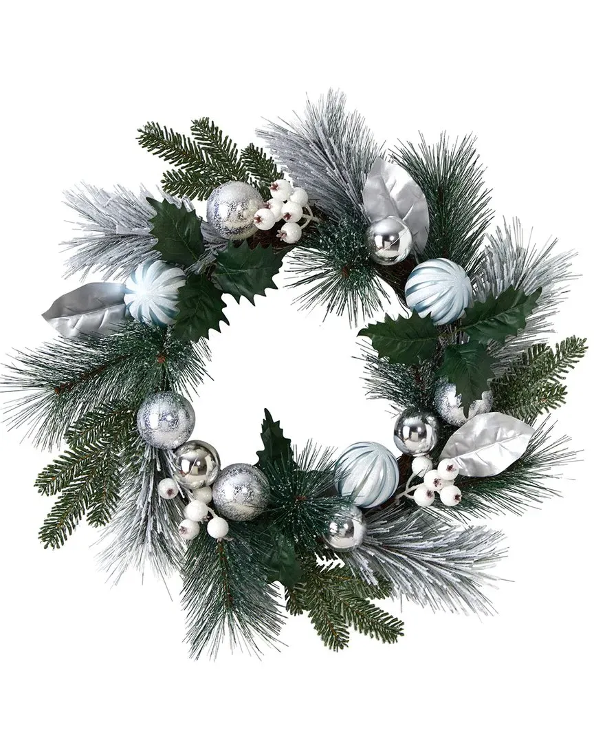 24in Christmas Wreath with Pinecones and Berries - Green