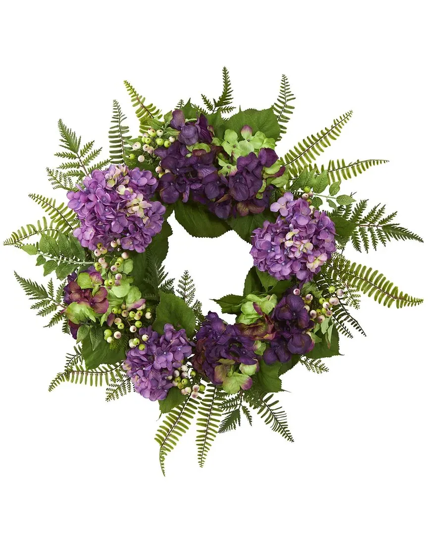 24in Hydrangea Berry Wreath - Purple image