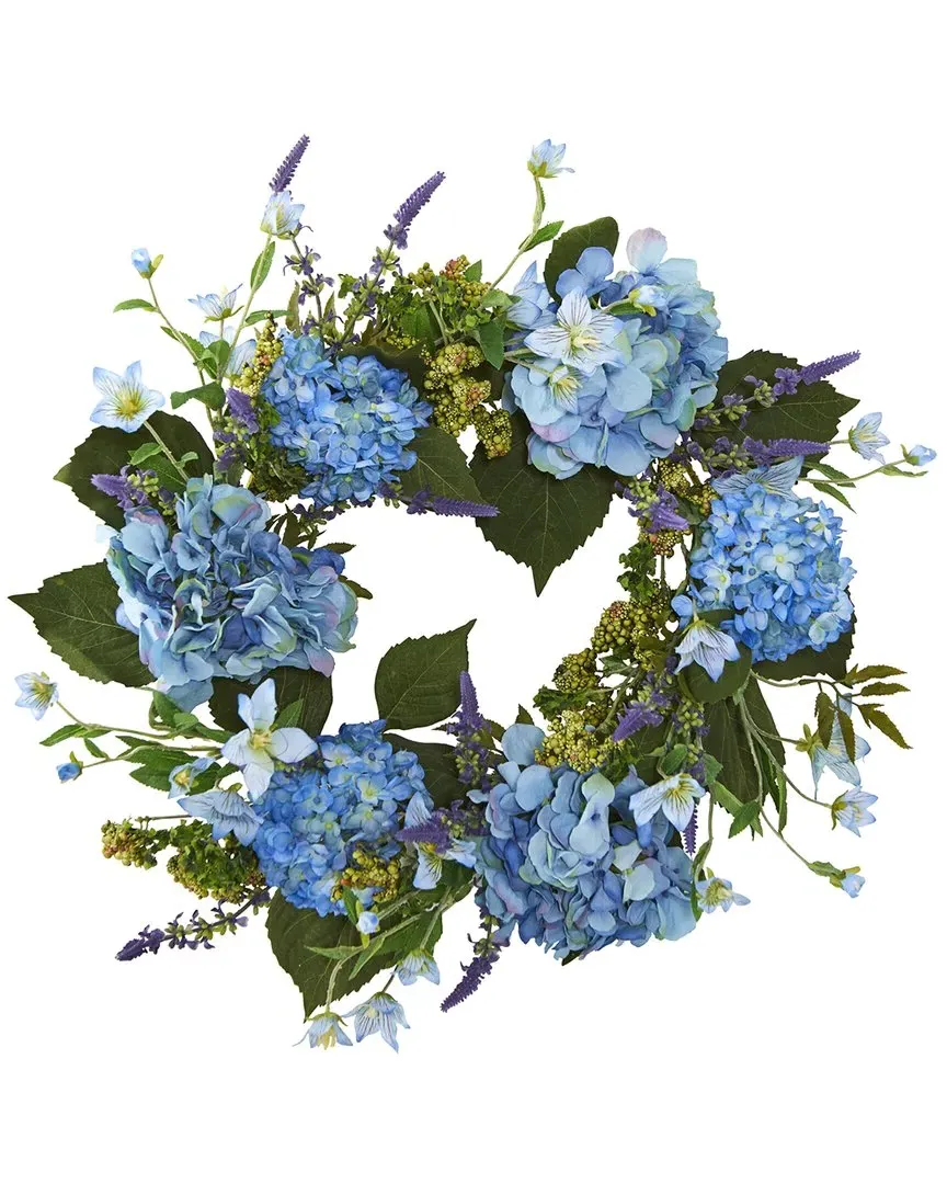 24in Hydrangea Wreath - Blue