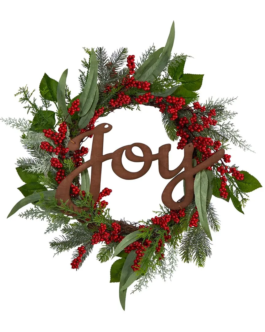 24in Joy And Berries Christmas Wreath